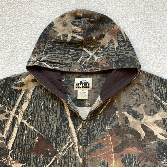 Vintage 90s Old Mill Real Tree Camo Zip Up Hoodie - Picture 4 of 7